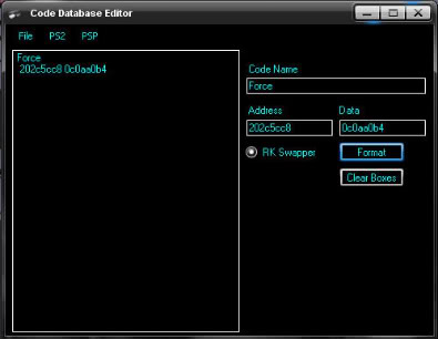 Code database editor